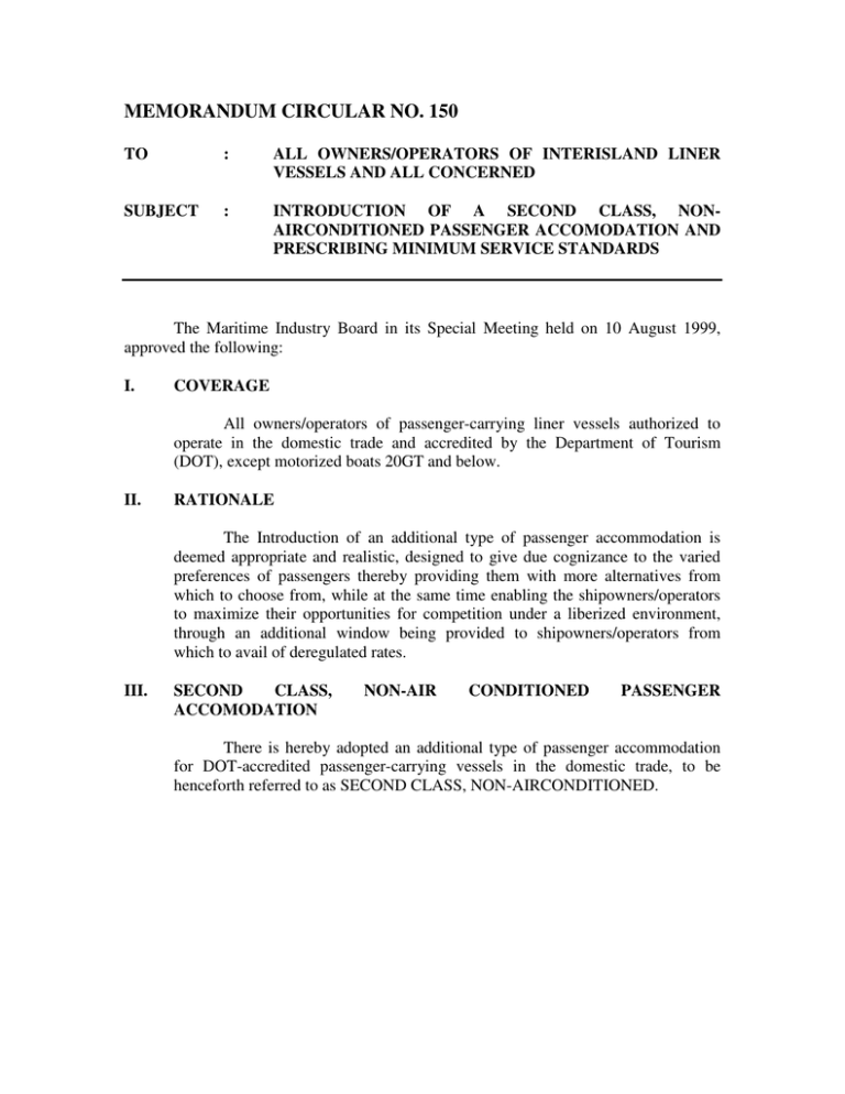 MEMORANDUM CIRCULAR NO. 150