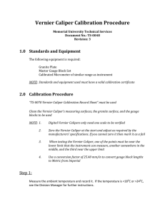 Vernier Caliper Calibration Procedure