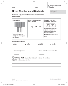 Mixed Numbers and Decimals