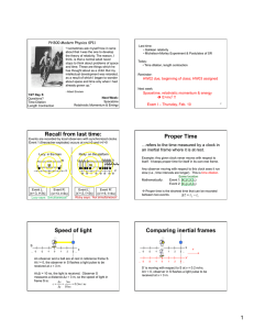 Proper Time Speed of light Comparing inertial frames