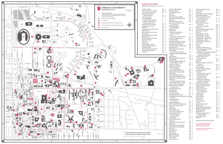 Indiana University Map Pdf Iub Campus Map Fall 2016_Front - Indiana University Bloomington