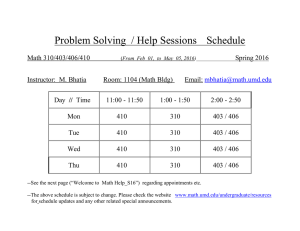 Problem Solving / Help Sessions Schedule