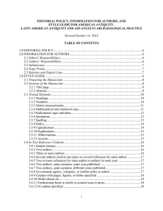 Archaeology Style Guide: American & Latin Antiquity