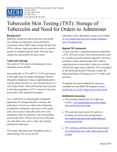 (TST): Storage of Tuberculin and Need for Orders to Administer