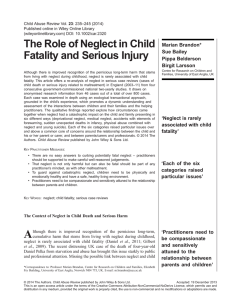 The Role of Neglect in Child Fatality and Serious Injury