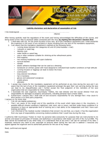 Liability disclaimer and declaration of assumption
