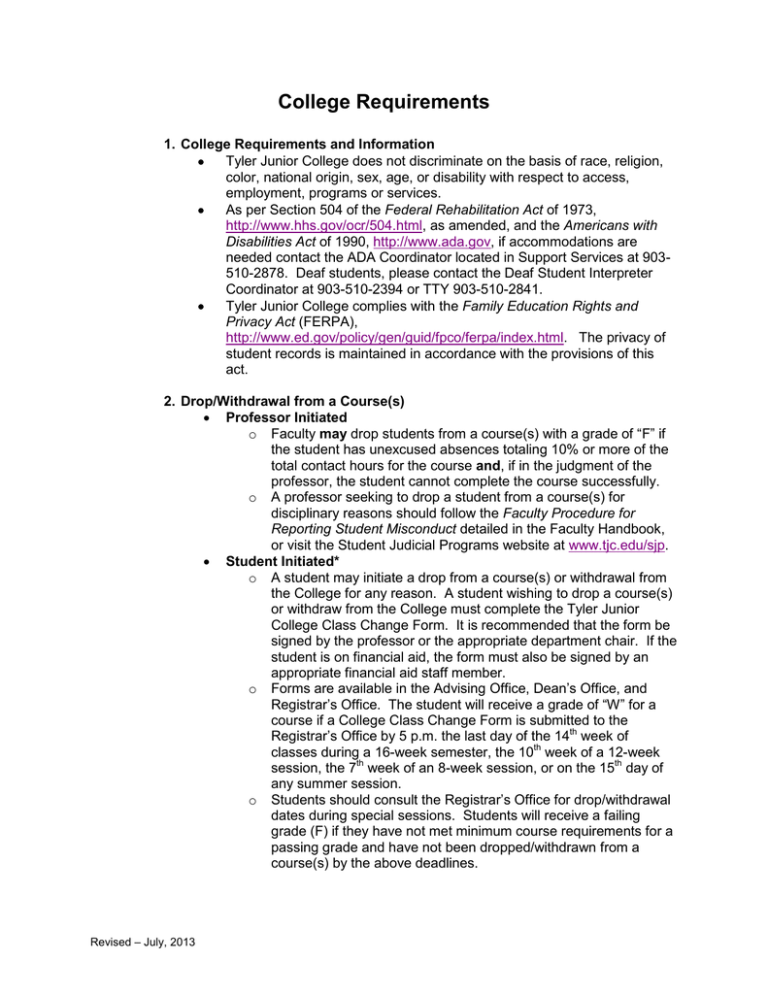 College Requirements Tyler Junior College college-requirements-tyler-junior-college