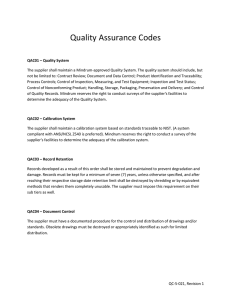 Quality Assurance Codes