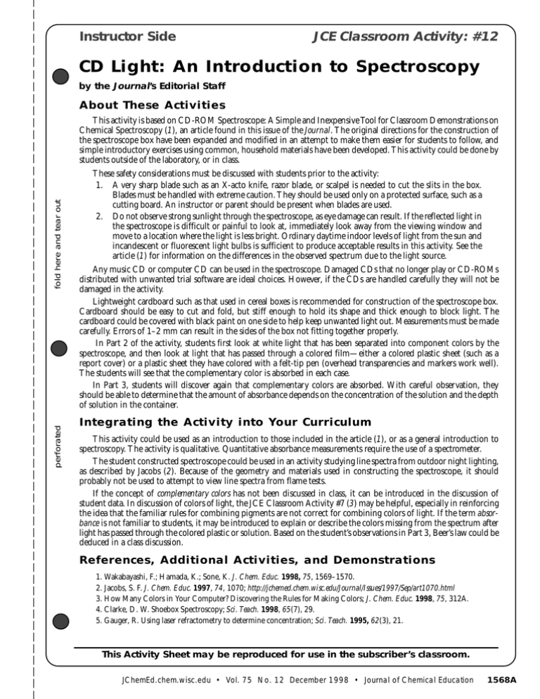 CD Light An Introduction to Spectroscopy