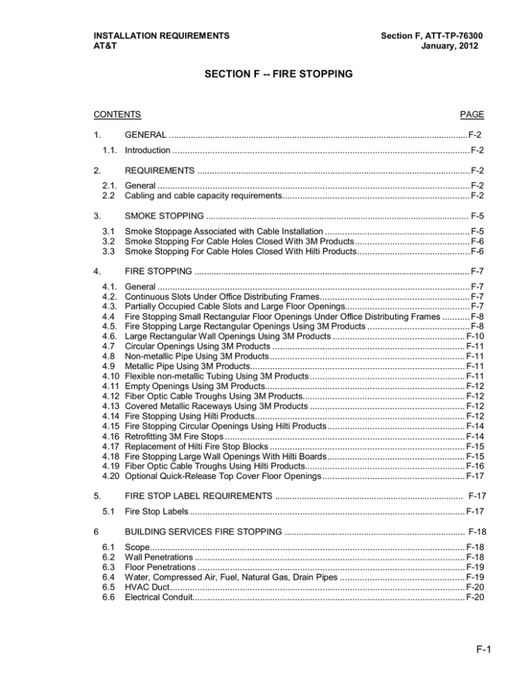 section f fire stopping
