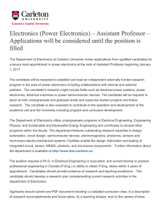 (Power Electronics) – Assistant Professor