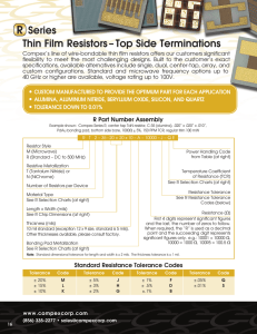 Compex R Series Thin Film Resistors Datasheet