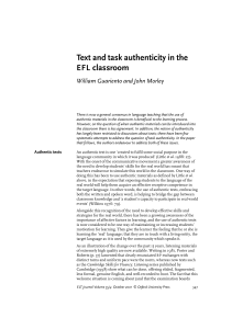Text and task authenticity in the EFL classroom