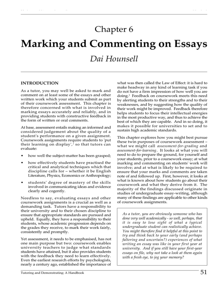 marking essays comments