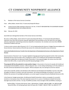 Jeffrey Walter, Interim CEO - Connecticut Community Provider`s