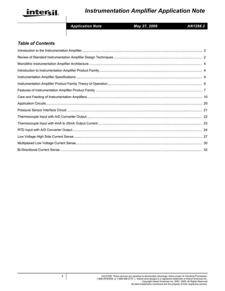 AN1298 Instrumentation Amplifier Application Note