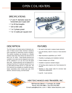 Open Coil Heaters - Heat Exchange and Transfer