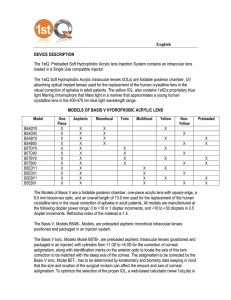 1stQ IOL: Hydrophobic Acrylic Lens Information