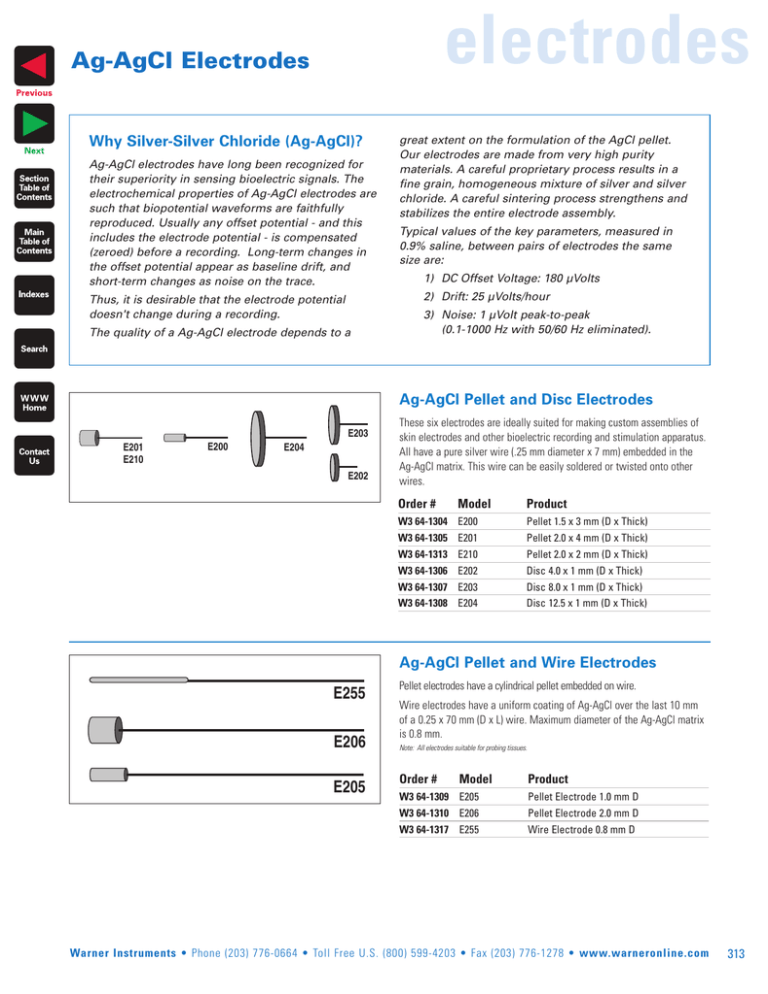 Ag-AgCl Electrodes: Product Information & Specifications