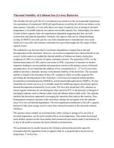 Thermal Stability of Lithium Ion (Li-ion) Batteries - E