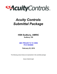 Acuity Controls Submittal Package HSN Sudbury, AMRIC