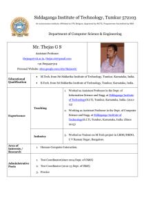 Siddaganga Institute of Technology, Tumkur 572103 Mr. Thejas G S