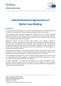 Briefing Interinstitutional Agreement on Better Law