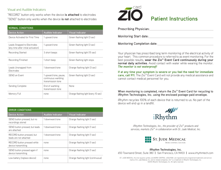 Patient Instructions iRhythm Technologies