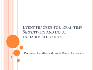 EventTracker for Real-time Sensitivity and input variable selection