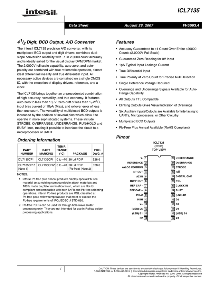 ICL7135 Datasheet