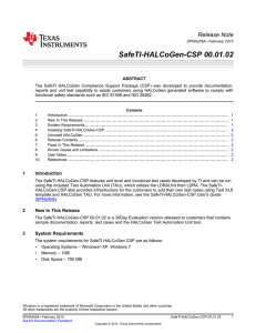 SafeTI HALCoGen CSP Release Note