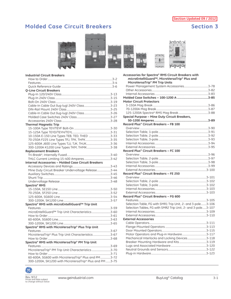 GE BuyLog — Section 3 Molded Case Circuit Breakers