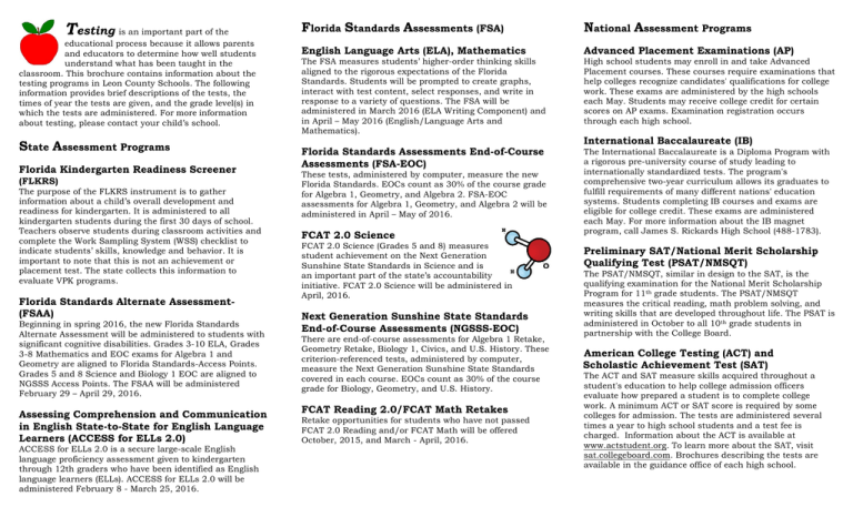 State Assessment Programs Florida Kindergarten Readiness