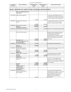 2003 Agriculture Budget: Capital Expenditure Details