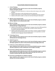 General Studies Student Development Goals I. Critical Thinking