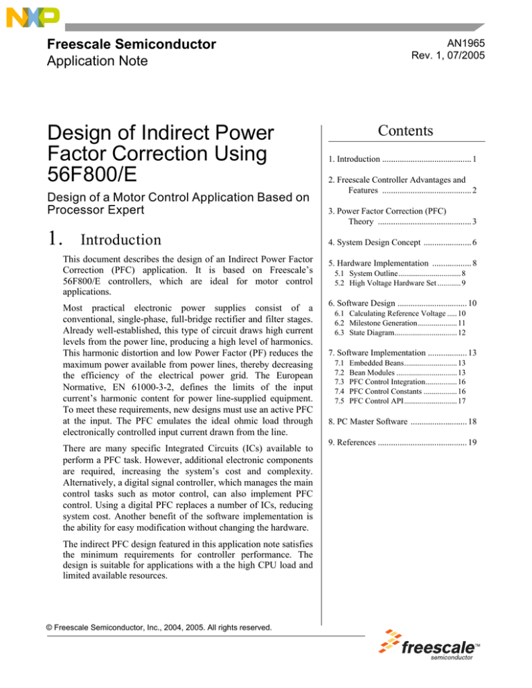 Design of Indirect Power Factor Correction Using 56F800/E