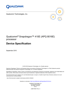Snapdragon 410E (APQ 8016E) Processor Device Specification