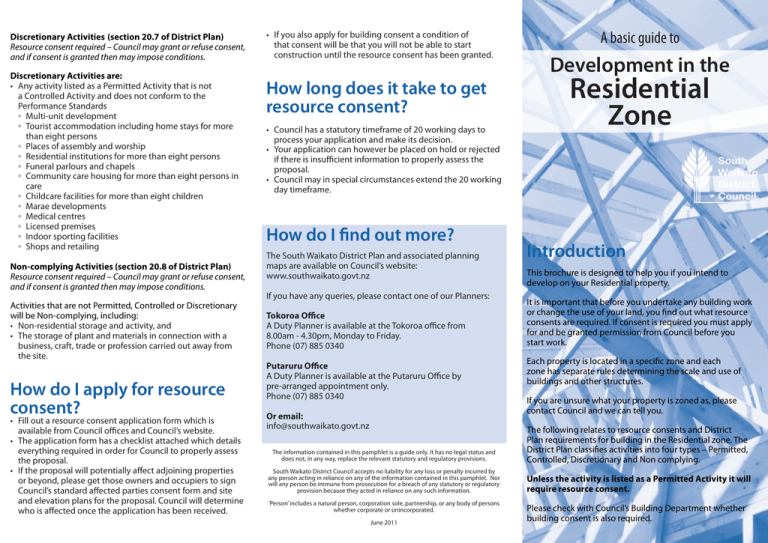 Residential Zone South Waikato District Council