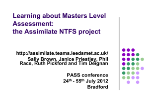 Learning about Masters Level Assessment: The Assimilate NTFS