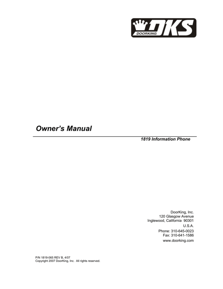 Owner`s Manual