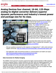 Analog Devices four channel, 16-bit, 125-Msps analog-to