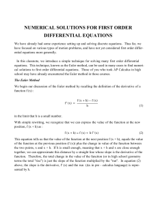 numerical solutions for first order differential equations