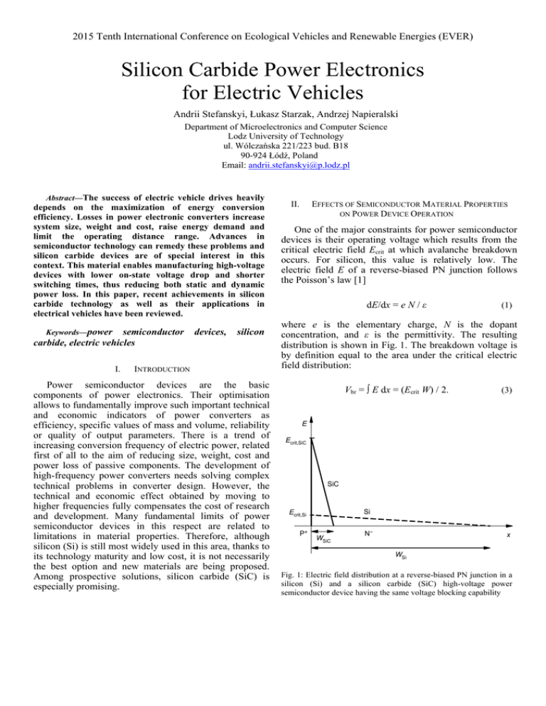 Silicon Carbide Power Electronics for Electric Vehicles