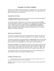 Geography Term Paper Guidelines