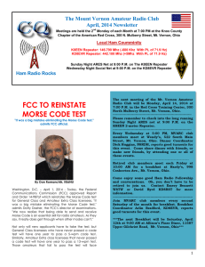 Mount Vernon Amateur Radio Club Newsletter - April 2014