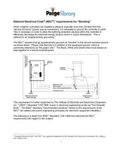 NEC Bonding Requirements for Irrigation Controllers