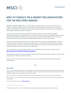 msci to consult on a market reclassification for the msci peru indexes