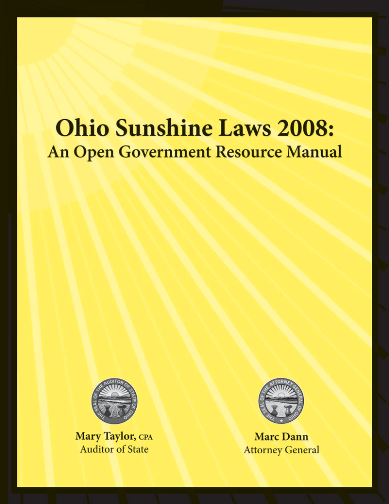 Ohio Sunshine Laws 2008 An Open Government