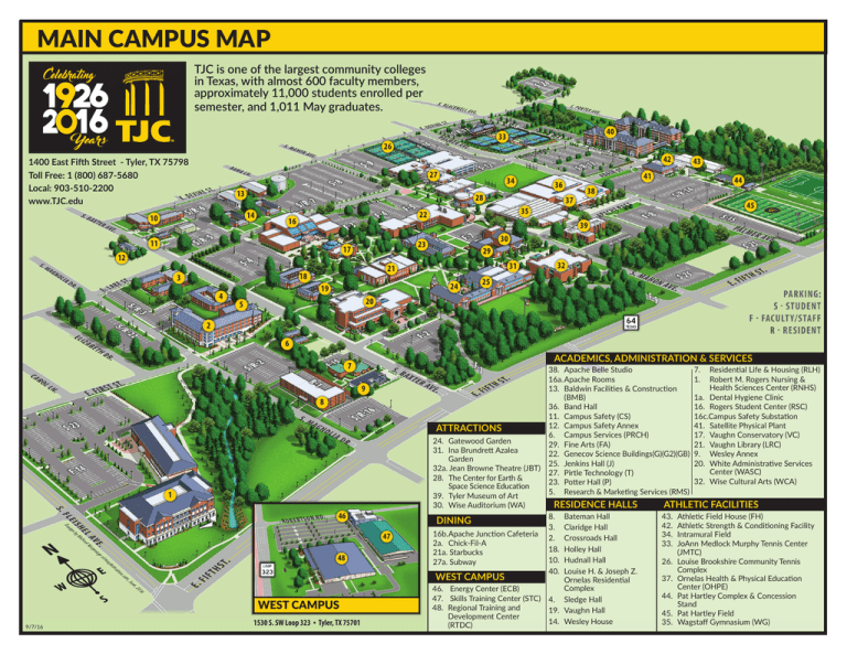 Tyler Junior College Map Main Campus Map - Tyler Junior College