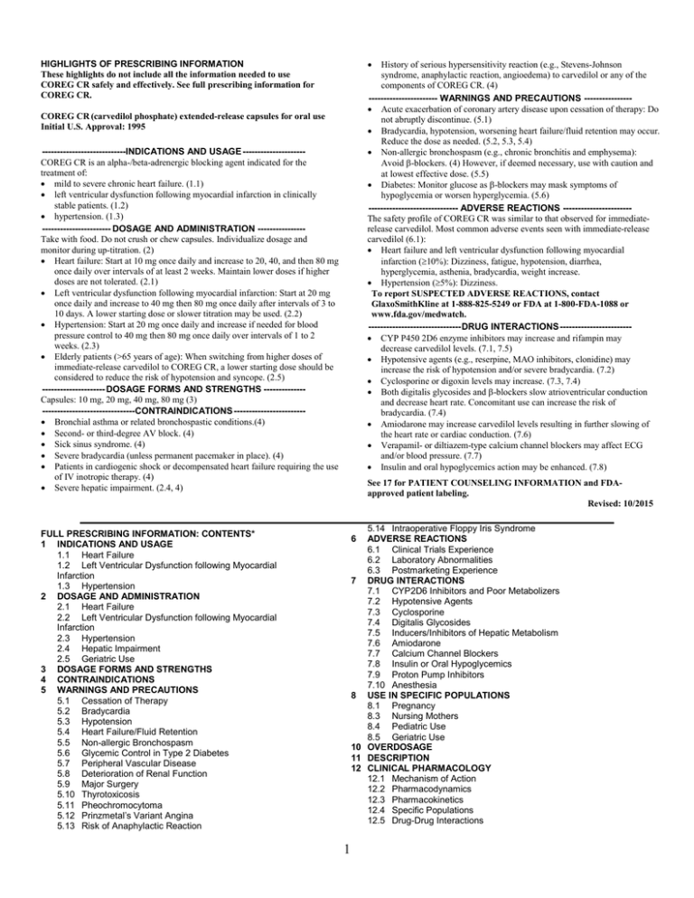 COREG CR Capsules